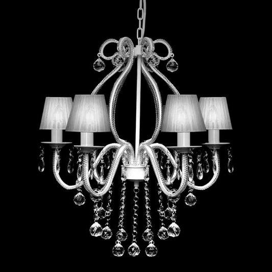 Chandelier | Crystal and white | Metal | Medium | Chandelier | Round