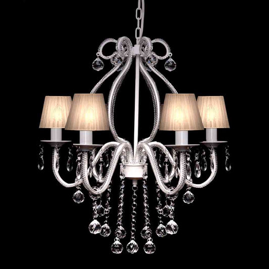 Chandelier | Crystal and white | Metal | Medium | Chandelier | Round