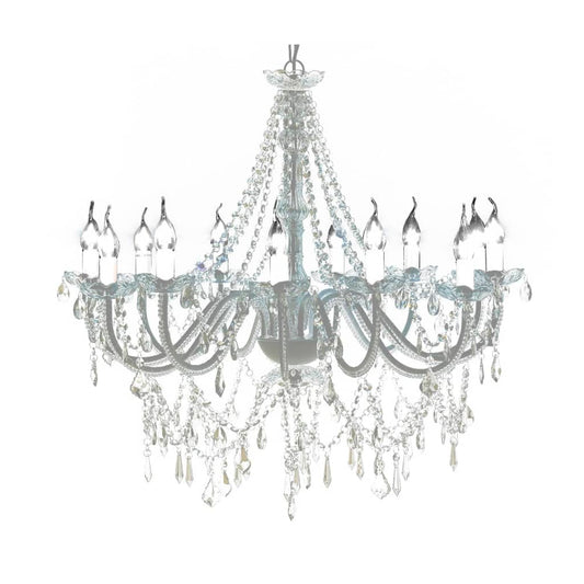 Chandelier | Crystal/White/Chrome | Metal and Glass Crystal | Large