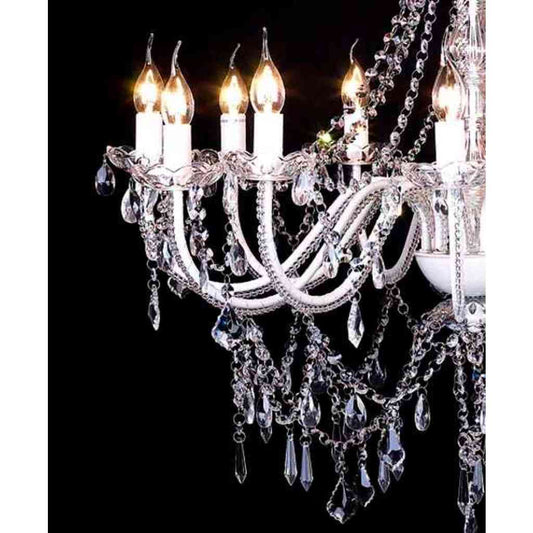 Chandelier | Crystal/White/Chrome | Metal and Glass Crystal | Large
