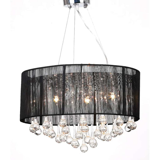 Chandelier | Black, Crystal, Chrome | Metal, Glass | Medium