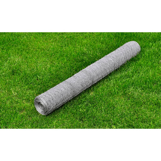 Mesh Fence Galvanised Steel Hexagon 1x25 m Silver