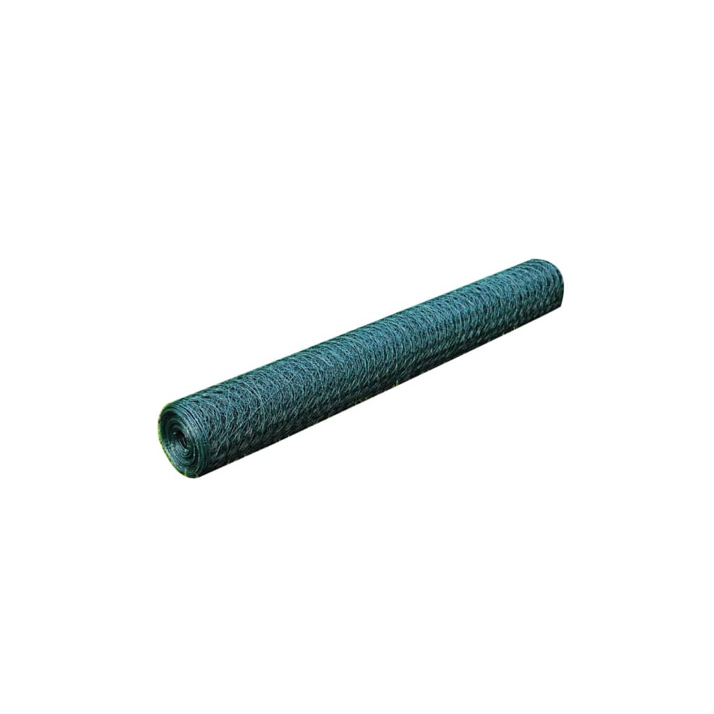 Mesh Fence Galvanised Steel Hexagon 1x25 m Dark Green