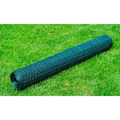 Mesh Fence Galvanised Steel Hexagon 1x25 m Dark Green