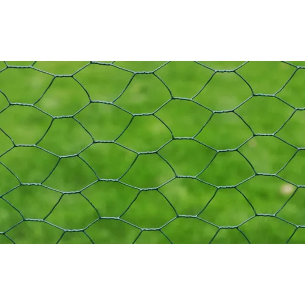 Mesh Fence Galvanised Steel Hexagon 1x25 m Dark Green