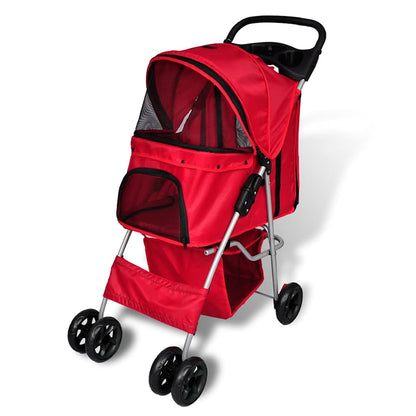 Folding Pet Stroller Dog/Cat Travel Carrier Red