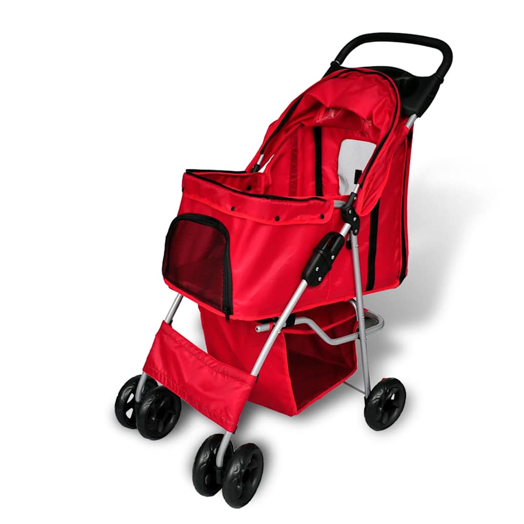 Folding Pet Stroller Dog/Cat Travel Carrier Red