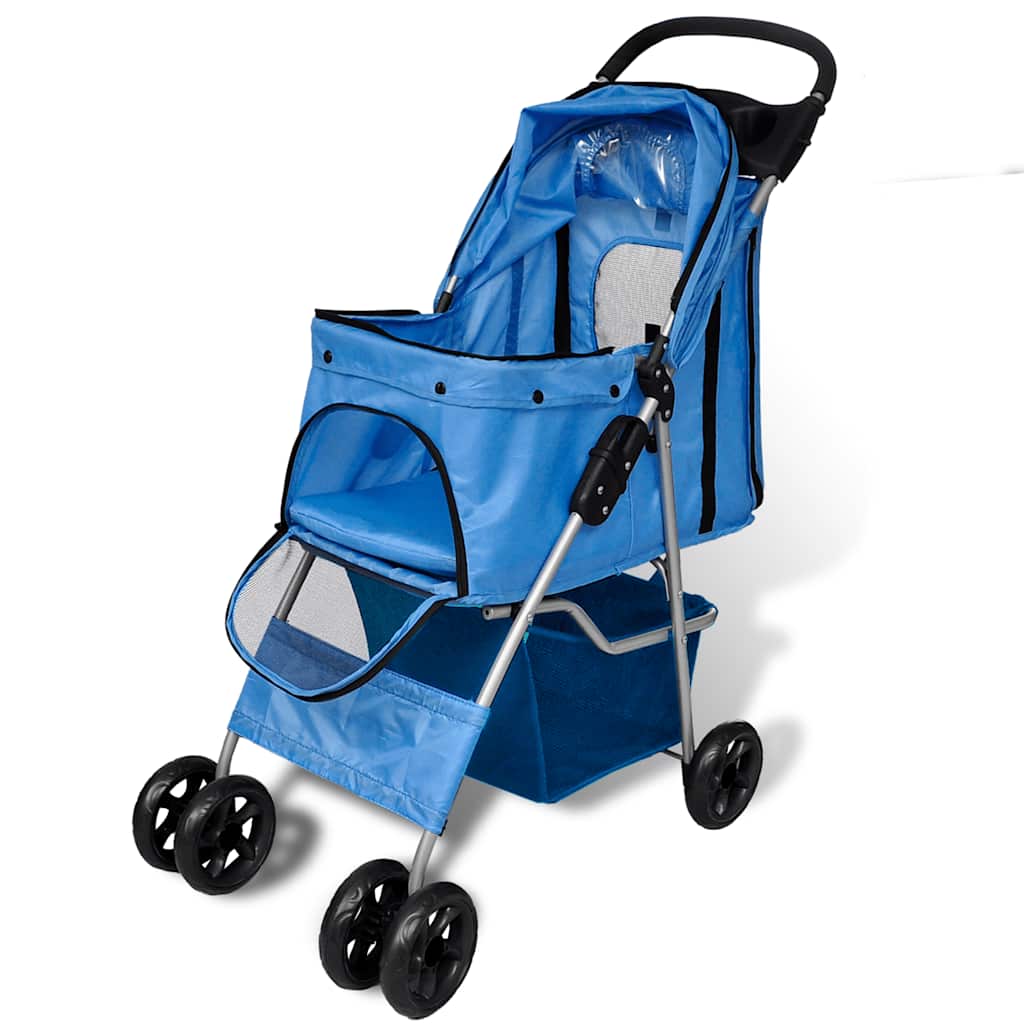 Folding Pet Stroller Dog/Cat Travel Carrier Blue
