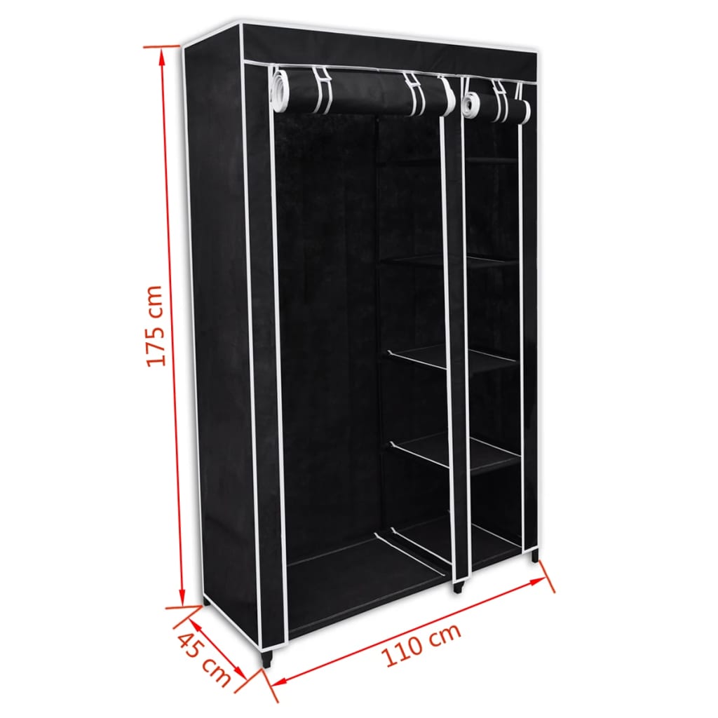 Folding Wardrobe Black 110x45x175 cm