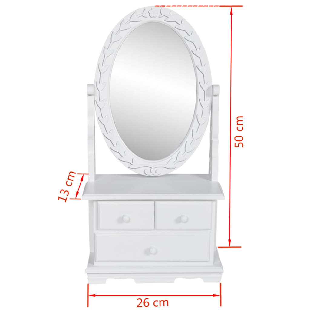 Vanity Table | Soft White | MDF | Compact | Vanity Table | Oval | Vintage