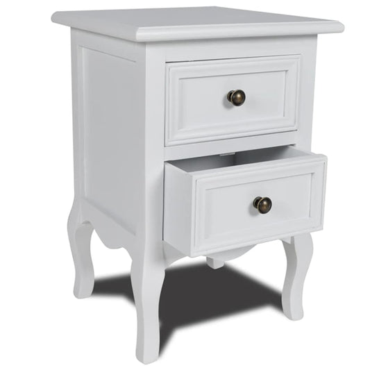 Nightstand | White | MDF, Brushed Pine | Compact | Nightstand