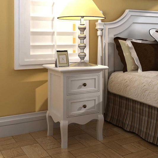 Bedside Cabinet | Set of 2 | White | MDF, brushed pine | Medium