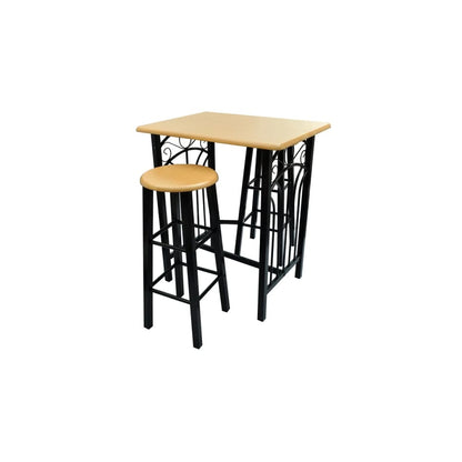 Dining Set Black MDF Small Breakfast Table Rectangular