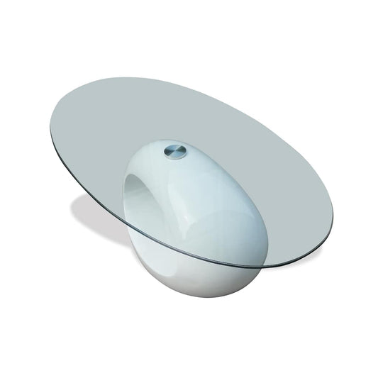 Coffee Table | White | Tempered Glass, Fiberglass | Medium | Gloss Finish