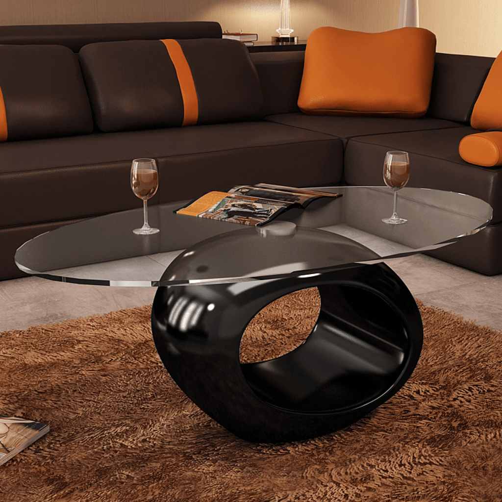 Coffee Table | High Gloss Black | Tempered glass, Fiberglass | Medium
