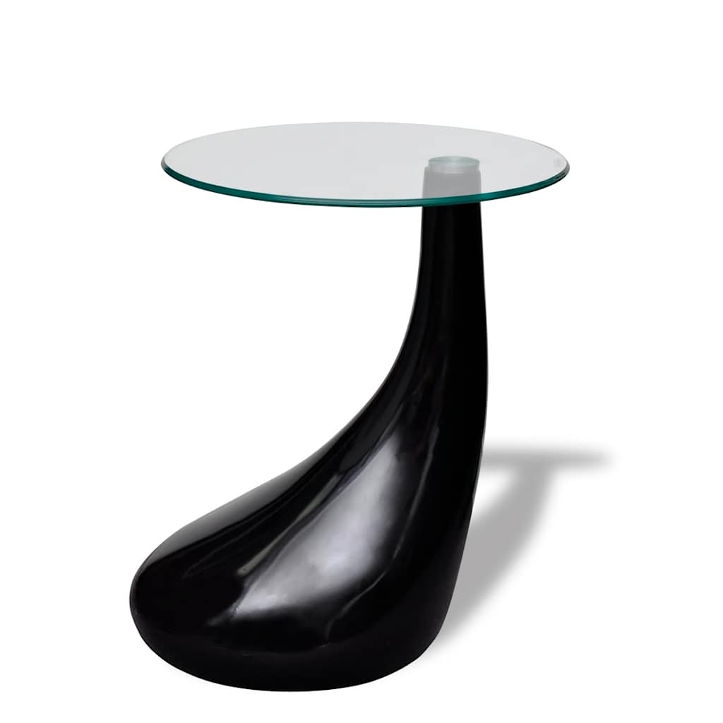 Coffee Table | High-Gloss Black | Fiberglass and Tempered Glass | Small
