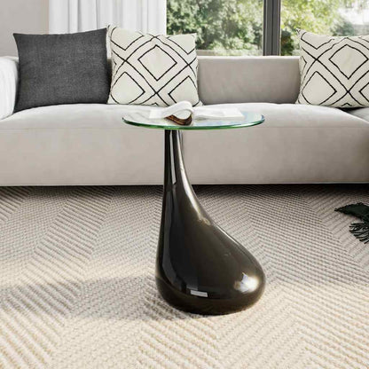 Coffee Table | High-Gloss Black | Fiberglass and Tempered Glass | Small