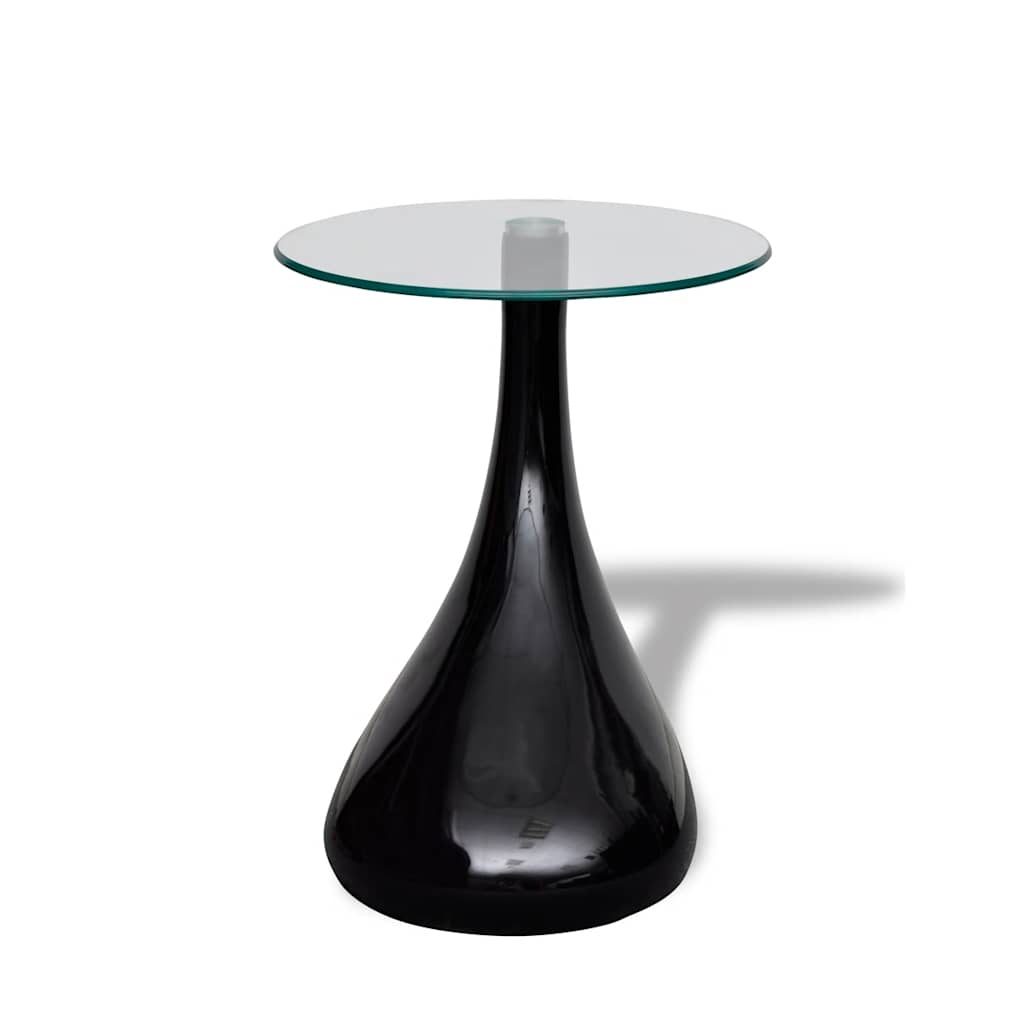 Coffee Table | High-Gloss Black | Fiberglass and Tempered Glass | Small