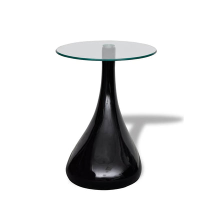 Coffee Table | High-Gloss Black | Fiberglass and Tempered Glass | Small
