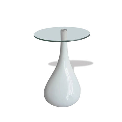 vidaXL Coffee Table Set of 2 High Gloss White Fiberglass, Tempered Glass