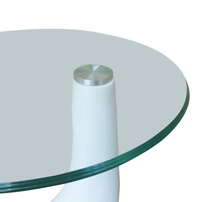 vidaXL Coffee Table Set of 2 High Gloss White Fiberglass, Tempered Glass