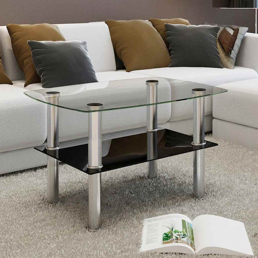 Coffee Table | Transparent, Black | Tempered Glass | Small | Durable