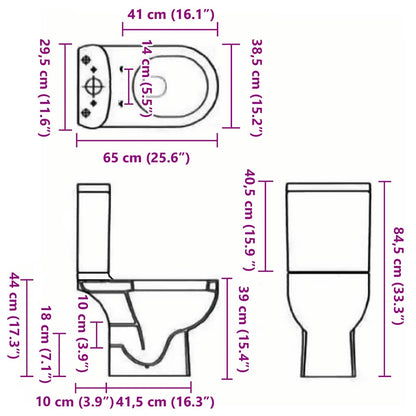 Ceramic Toilet Back Water Flow Black