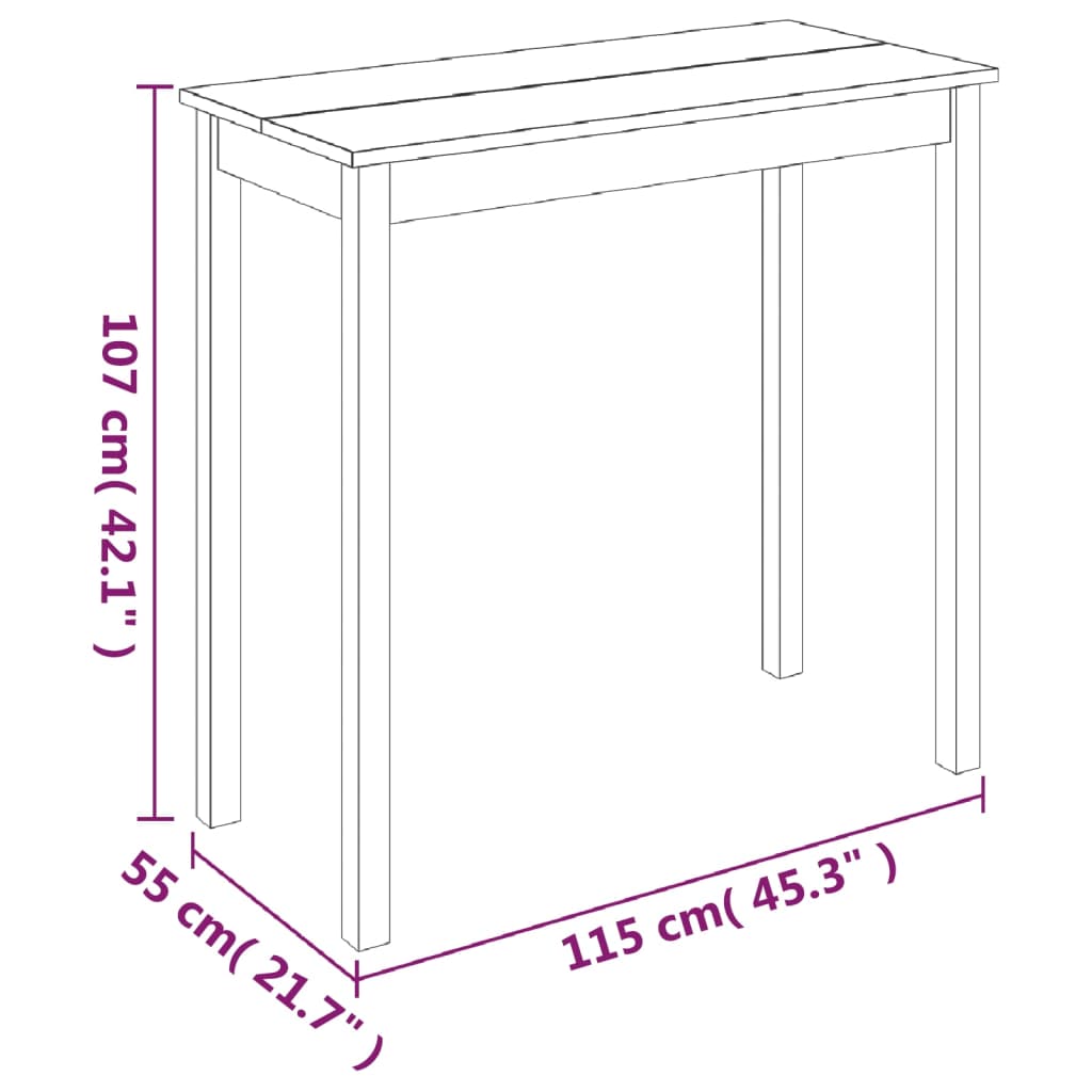 Bar Table MDF Black 115x55x107 cm