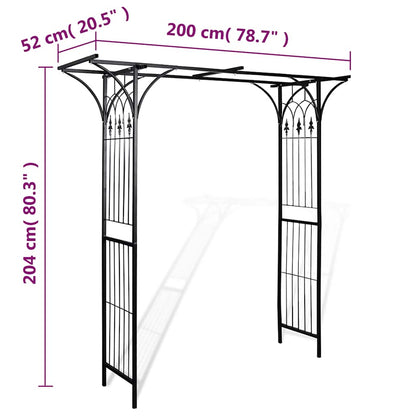 Garden Arch Black Iron 78.7 x 20.5 x 80.3 in Durable