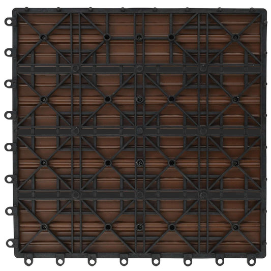 Decking Tile 11 pcs Brown 30 x 30 cm WPC
