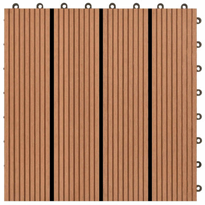 Decking Tile 11 pcs Brown 30 x 30 cm WPC