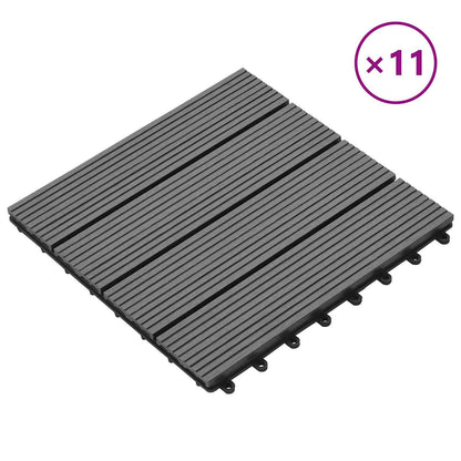 vidaXL Decking Tile 11 pcs Grey 11.81 x 11.81 in WPC