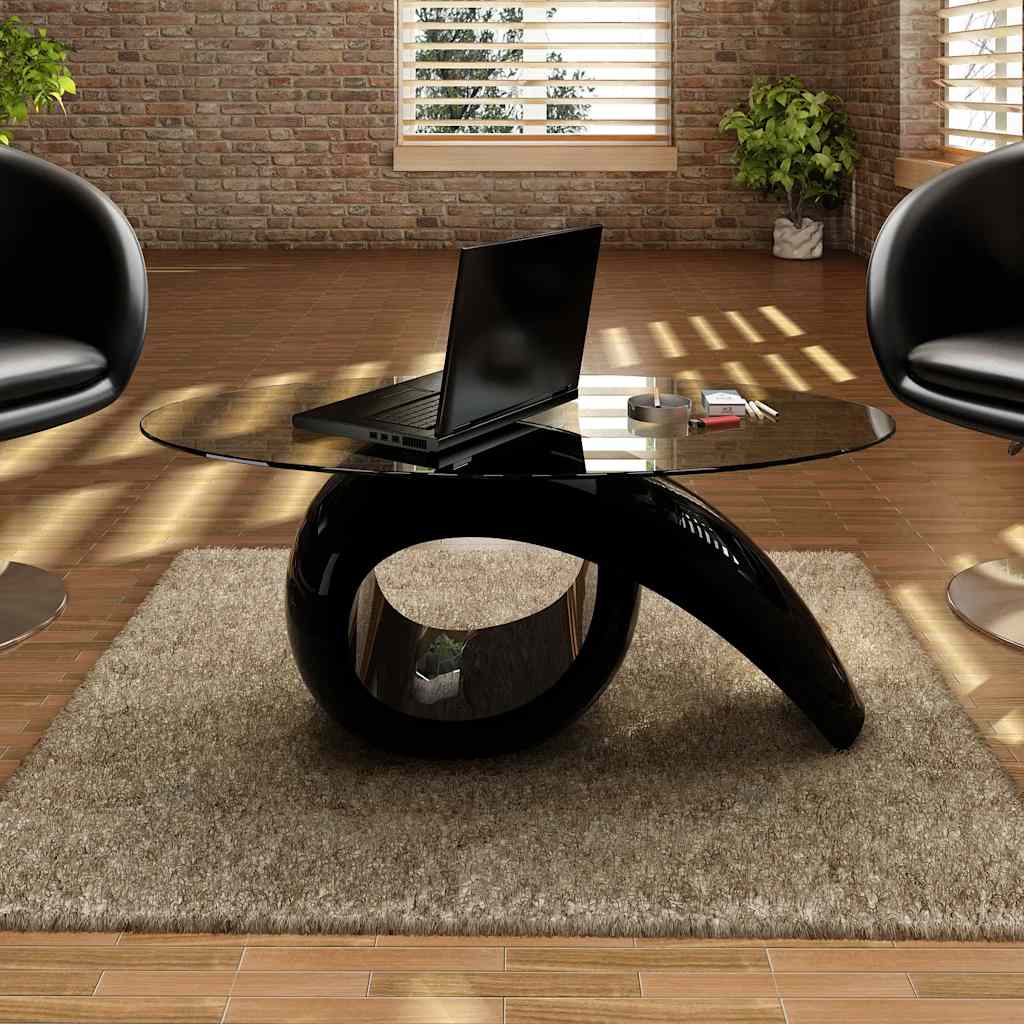 Coffee Table | High gloss black | Toughened glass, fiberglass | Modern