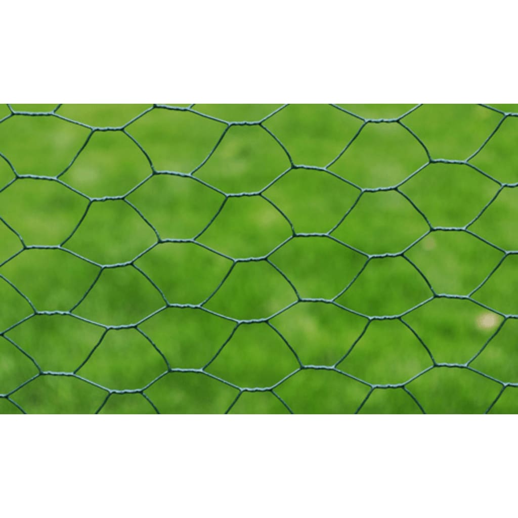 Chicken Wire Fence with PVC Coating 25x0.5 m Green