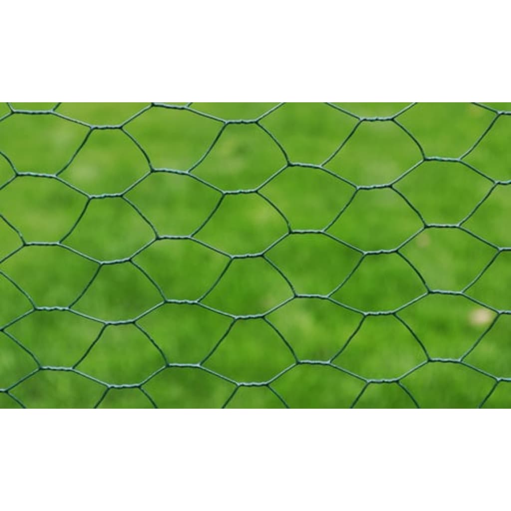 Chicken Wire Fence with PVC Coating 25x0.5 m Green