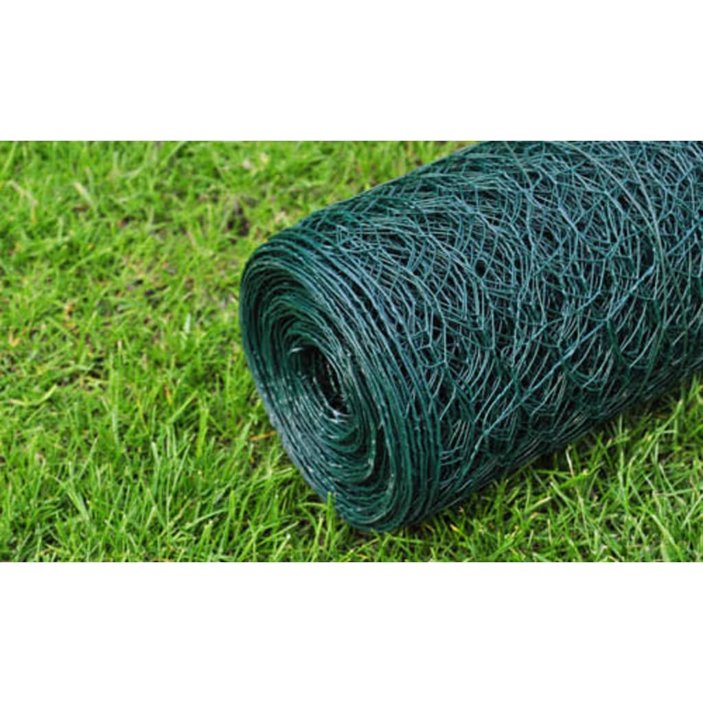 Chicken Wire Fence with PVC Coating 25x0.75 m Green