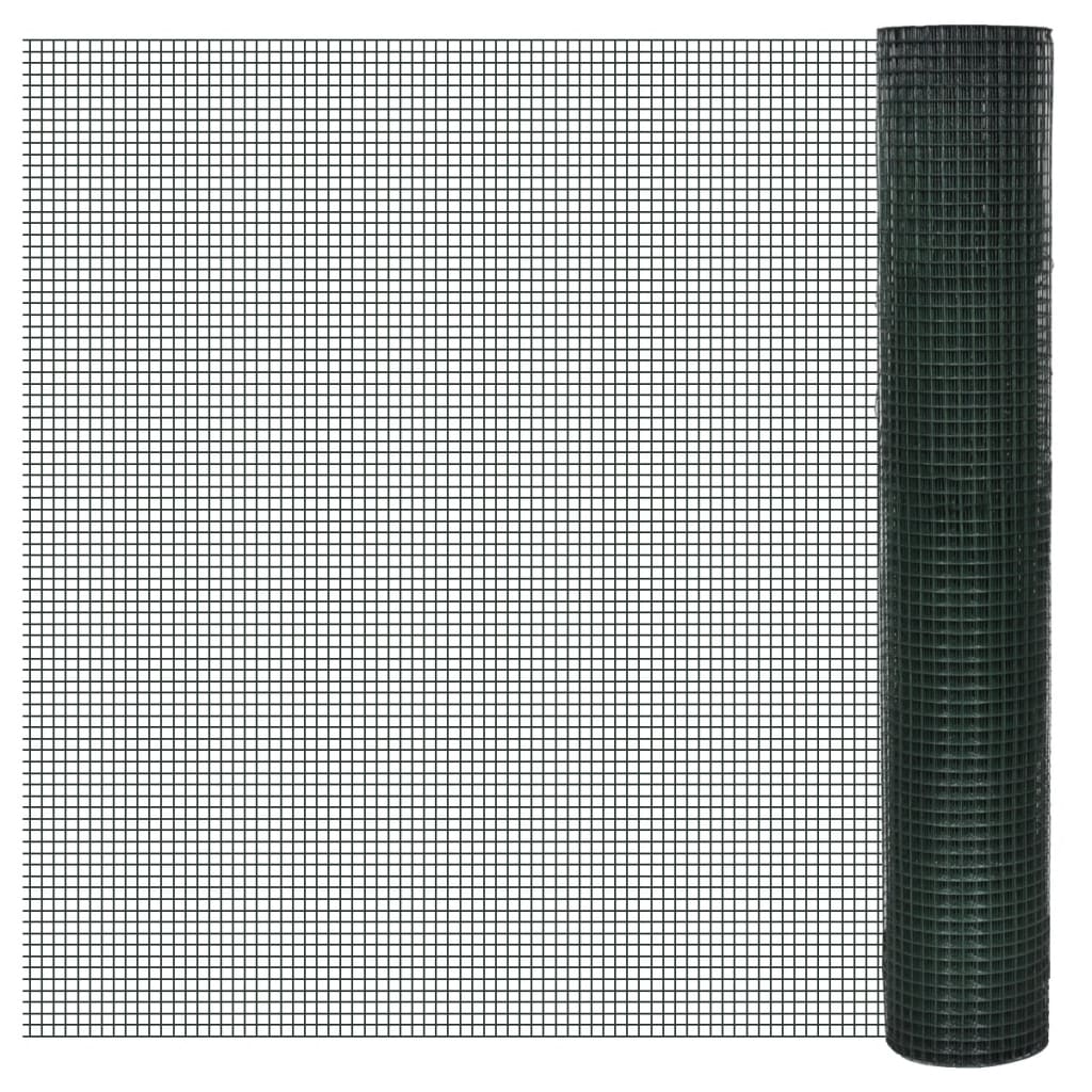Chicken Wire Fence Galvanised with PVC Coating 10x1 m Green