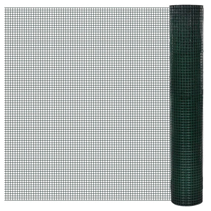 Chicken Wire Fence Galvanised with PVC Coating 25x1 m Green