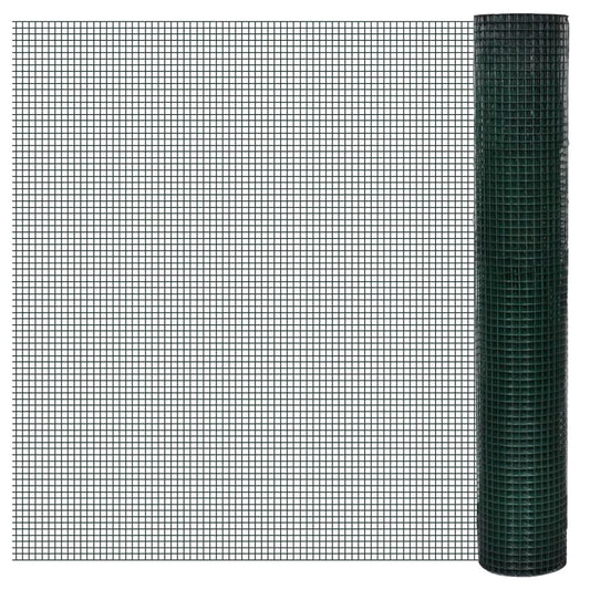 Chicken Wire Fence Galvanised with PVC Coating 25x1 m Green