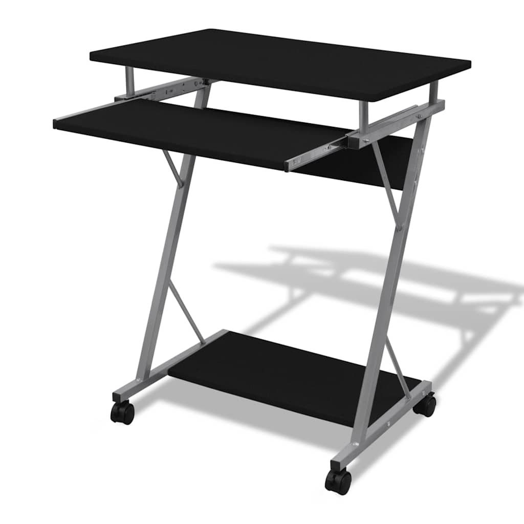 Computer Desk | Black | Particle Board, Powder-Coated Steel | Compact