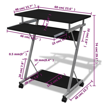 Computer Desk | Black | Particle Board, Powder-Coated Steel | Compact