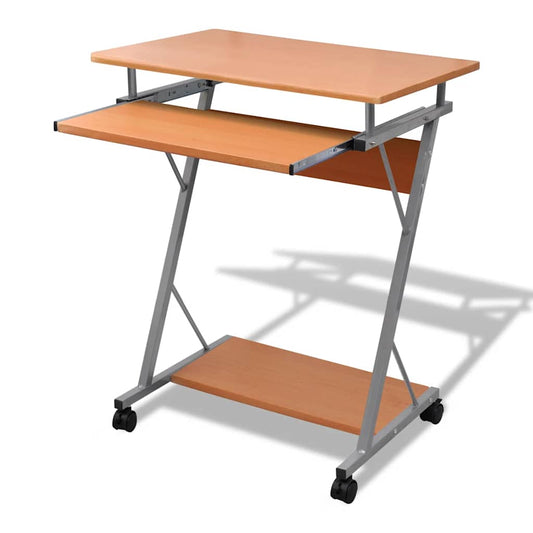 20052 vidaXL Compact Computer Desk with Pull-out Keyboard Tray Brown