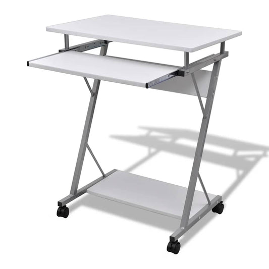 20053 vidaXL Compact Computer Desk with Pull-out Keyboard Tray White