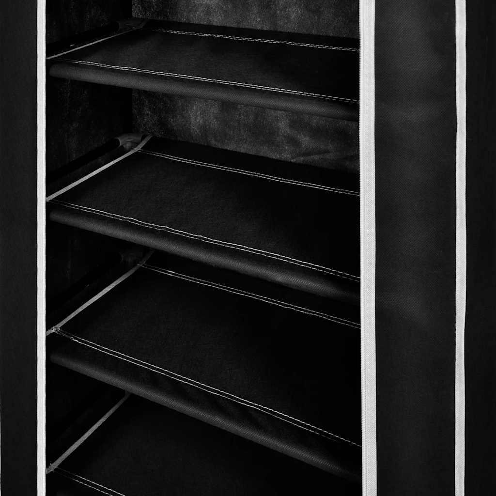 Fabric Shoe Cabinet with Cover 23" x 11" x 42" Black