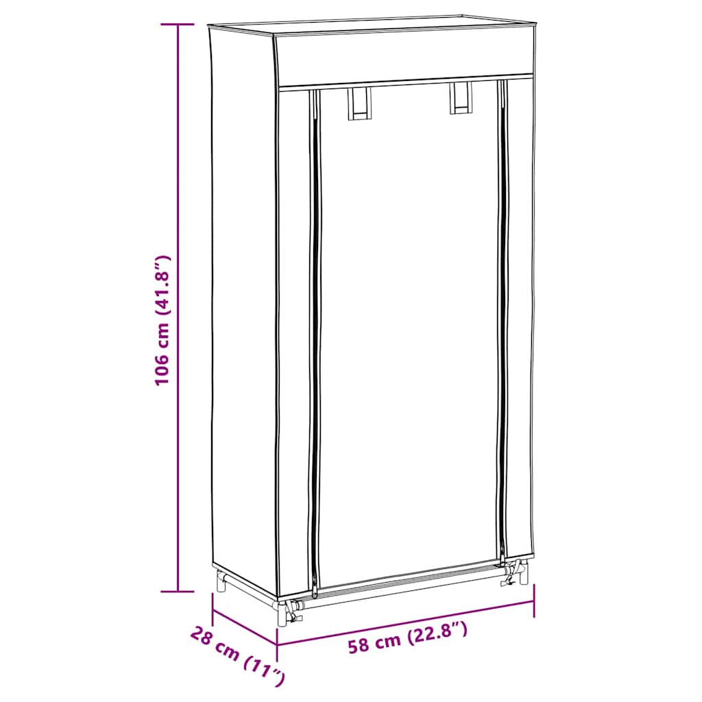 Fabric Shoe Cabinet with Cover 23" x 11" x 42" Black