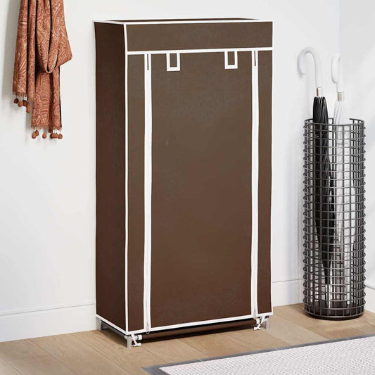 Fabric Shoe Cabinet with Cover 58 x 28 x 106 cm Brown