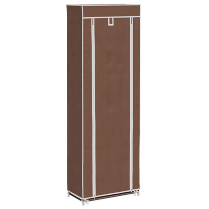 Fabric Shoe Cabinet with Cover 22" x 11" x 64" Brown