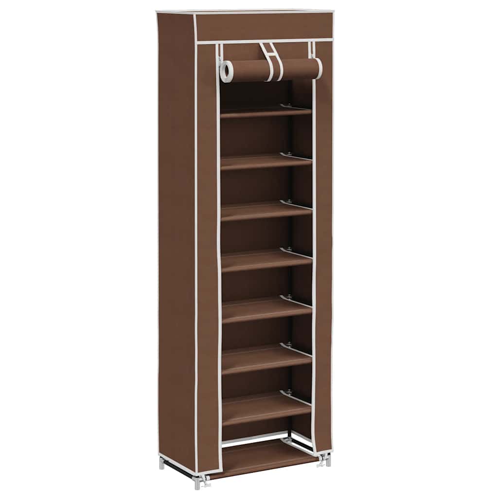 Fabric Shoe Cabinet with Cover 22" x 11" x 64" Brown