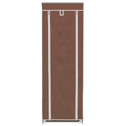 Fabric Shoe Cabinet with Cover 22" x 11" x 64" Brown