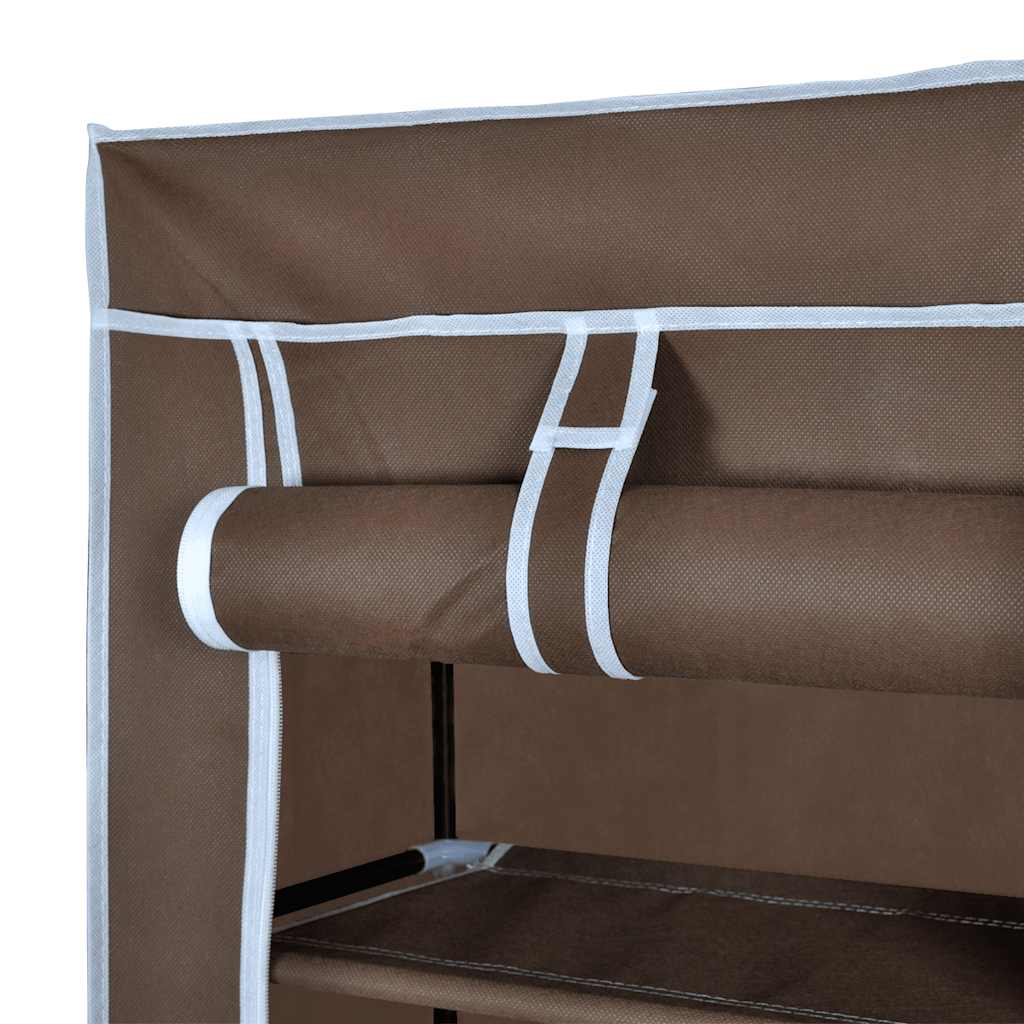 Fabric Shoe Cabinet with Cover 22" x 11" x 64" Brown